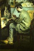 Pierre Renoir Bazille at his Easel oil painting on canvas